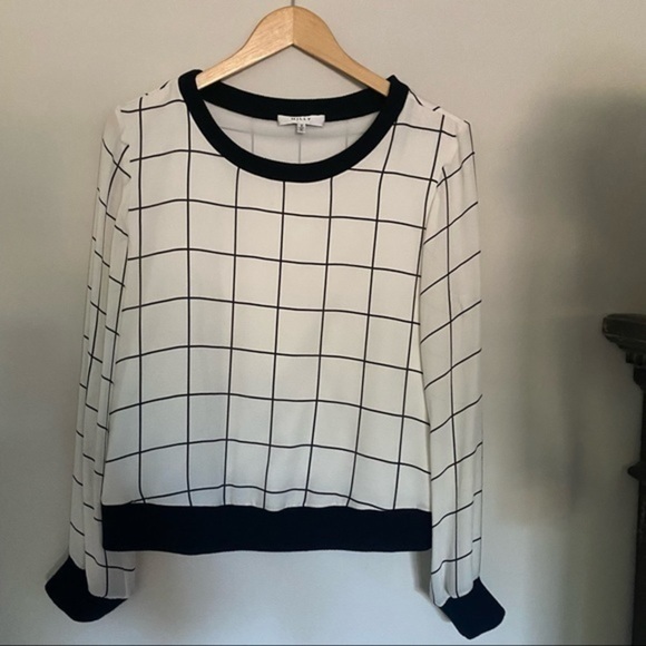 Milly Check-Print Silk Georgette Sweatshirt - Picture 6 of 10